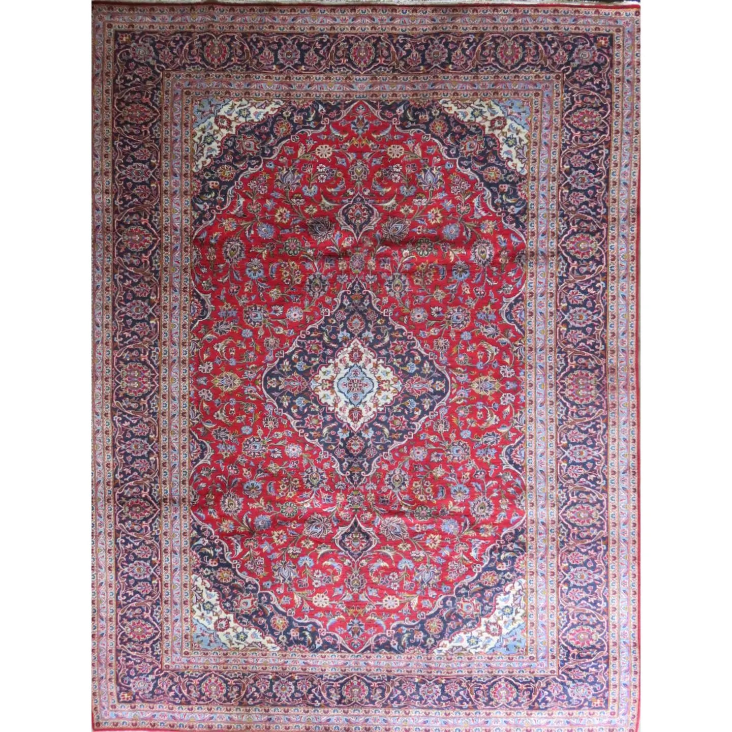 One Of The Kind Hand-Knotted Persian Wool Rug _ Luxurious Vintage Design, 13'1" x 9'8", Artisan Crafted